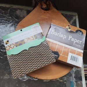 2PC- DCWV - BURLAP PAPER STACK  Acid Free 6x6 Paper Pad & Printed Burlap PAPER